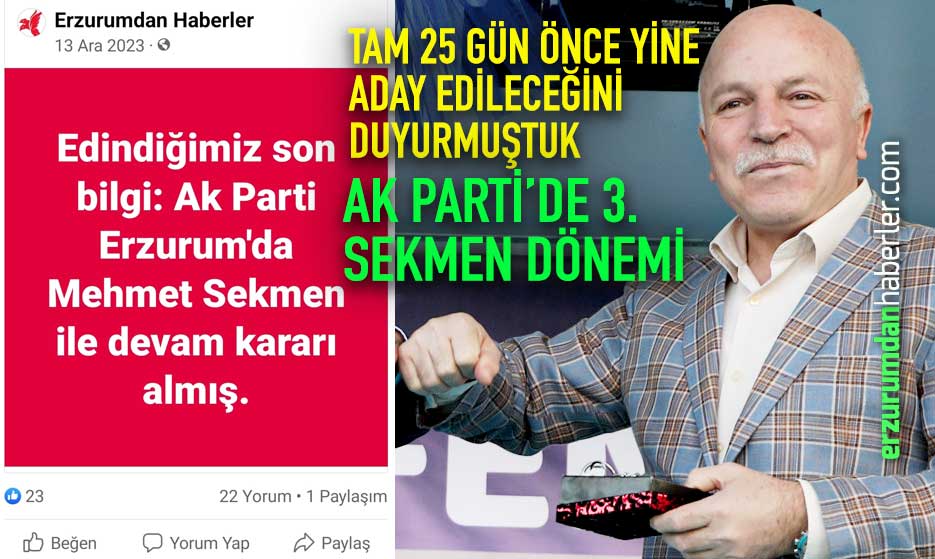 AK PARTİ MEHMET SEKMEN İLE DEVAM KARARI ALDI